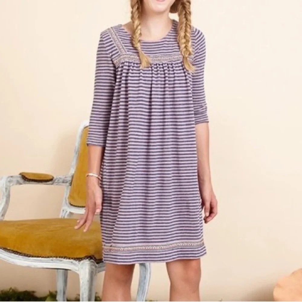 Matilda Jane Purple Stripe Stuff & Nonsense Shift Dress Girls Size 14